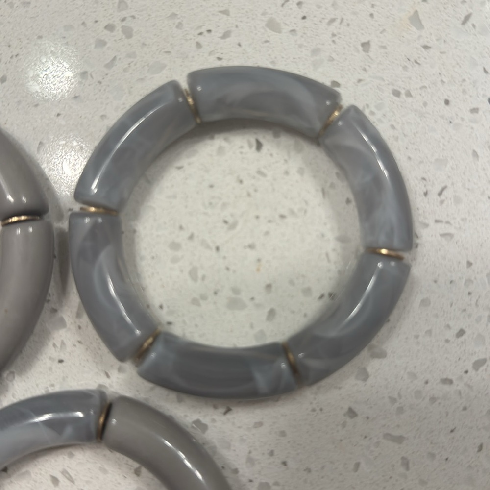 Blue/Gray Chunky Bracelet Stack - Picture 3 of 5
